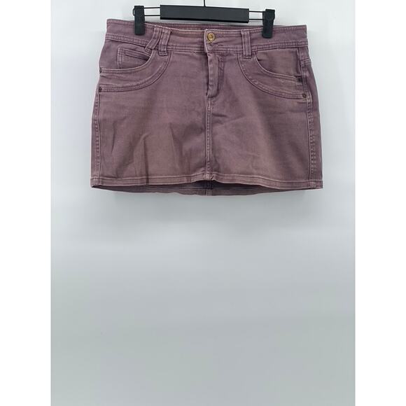 SUBLEVEL Women's Purple Denim Five-Pocket Extra Mini Skirt SZ L - Picture 1 of 9